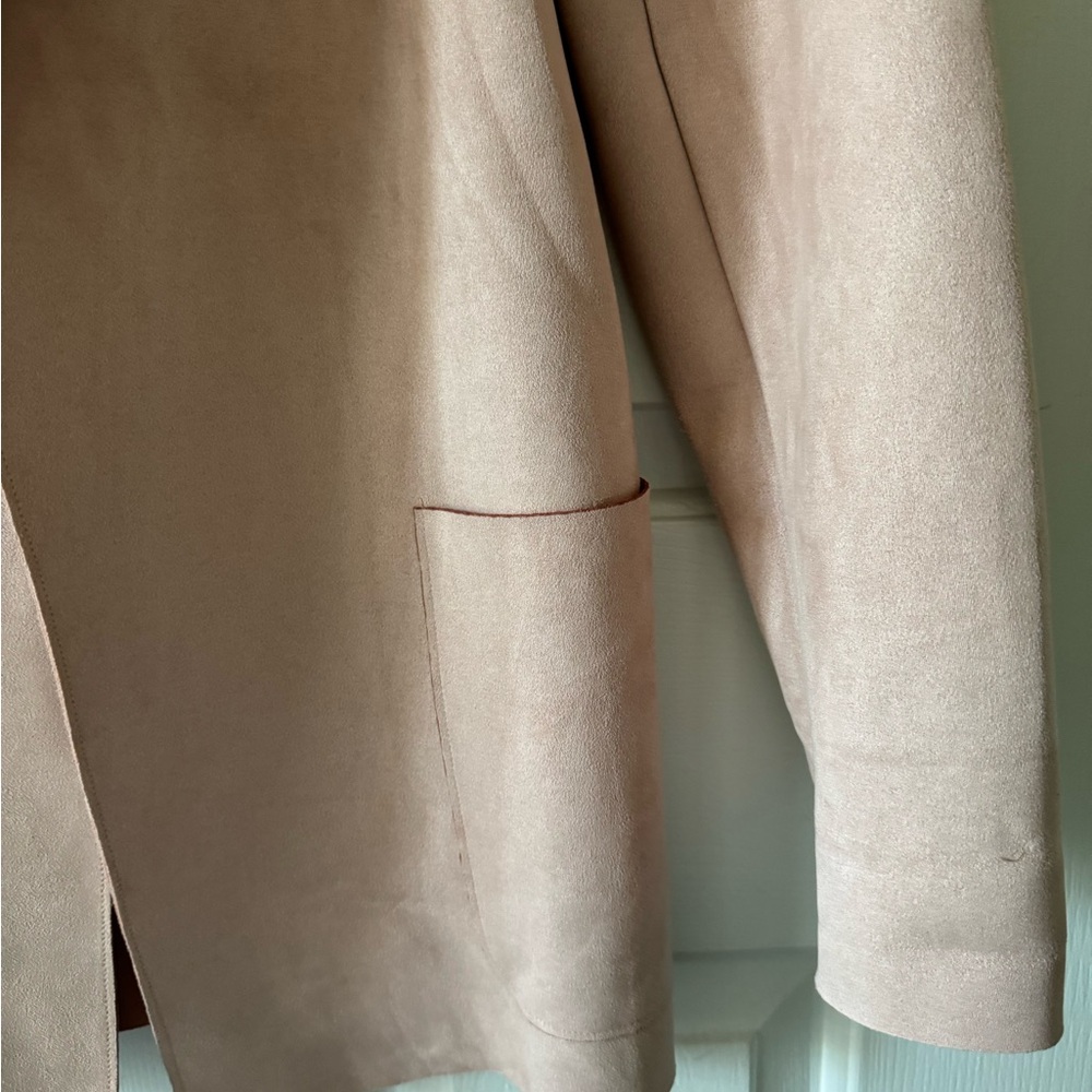 Joan Vass Faux Suede Mauve Jacket, S, Open Front w/ Pockets, NWOT - Picture 4 of 5